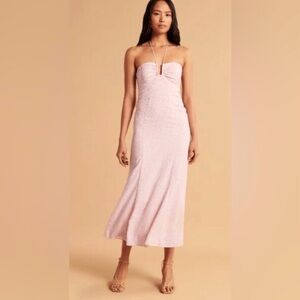 Abercrombie Strapless Midi Dress Feminine Romantic Pink Floral